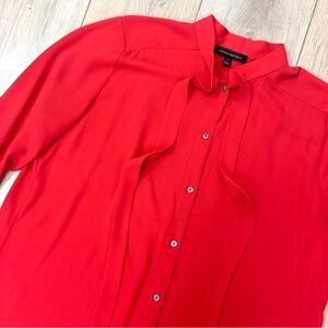Banana Republic Red Tie-Neck Button up Shirt blouse professional